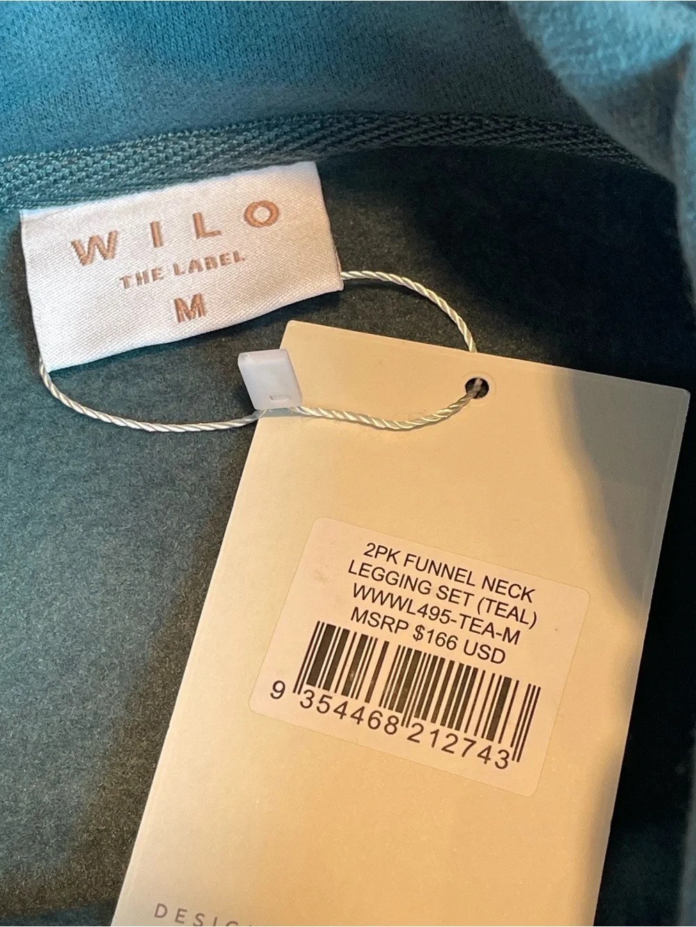 NWT Wilo The Label Teal Green Funnel Neck Sweatshirt & Legging Set Size Medium
